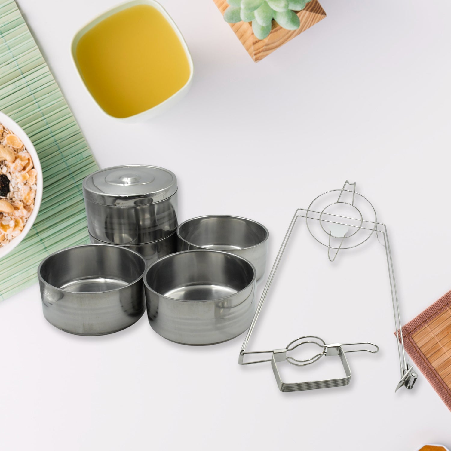 5799 Big Size 5 Compartment Lunch Box Stainless Steel Round Tiffin Traditional Tiffin Box for Kids, College, Office Men and Women Meal Holder with Locking Clip 5 Containers (16x5 Inch) 5799 Big Size 5 Compartment Lunch Box Stainless Steel Round Tiffin Traditional Tiffin Box for Kids, College, Office Men and Women Meal Holder with Locking Clip 5 Containers (16x5 Inch)